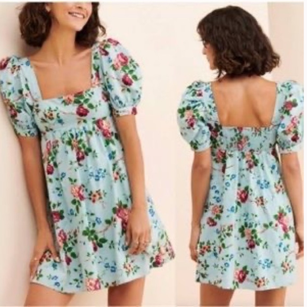 Laura Ashley x Urban Outfitters Blue Penelope Toile Babydoll Dress
